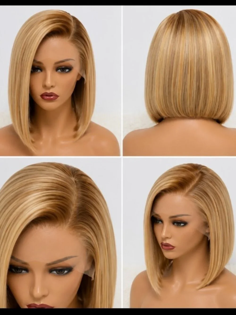 Blonde Bob Wig Straight Hair Lace Human Hair 180% density